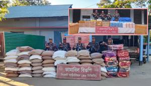 সিলেটে গরুসহ ১ কোটি ২৮ লাখ টাকার চোরাই পণ্য জব্দ