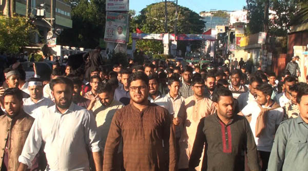 হাসিনার রায় ঘোষণার খবরে সিলেটে আনন্দ মিছিল