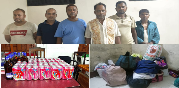 জৈন্তাপুরে বিপুল পরিমাণ ভারতীয় চকলেট ও মদসহ আটক ৬