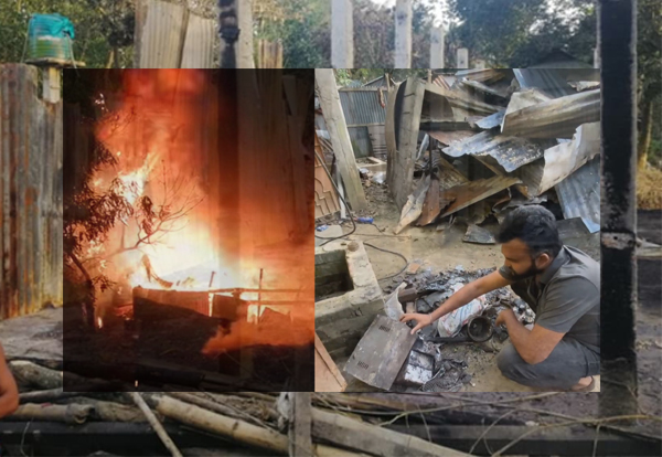 দুর্বৃত্তদের আগুনে বসতবাড়ি পুড়ে ছাই
