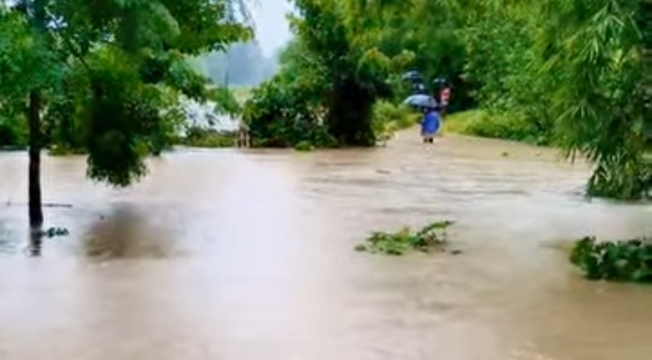 চুনারুঘাটে পাহাড়ি ঢলে ভেসে গেল কাঠের সেতু