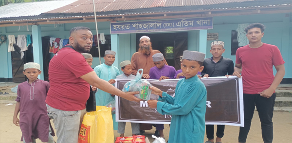 ওসমানীনগরে যুক্তরাজ্য প্রবাসীর ত্রাণ বিতরণ ও একবেলা খাবার