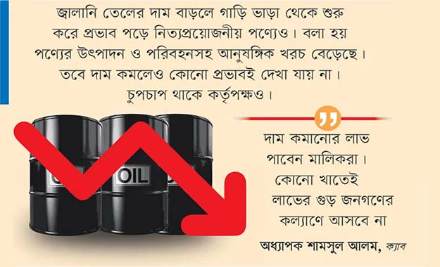 জ্বালানি তেলের দাম কমার সুফল মিলছে না 