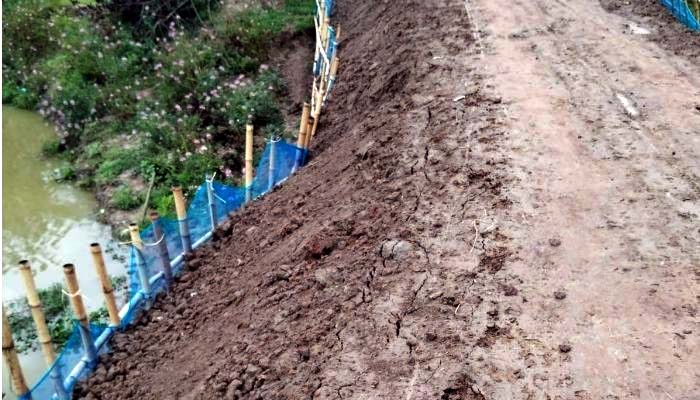 জগন্নাথপুরে অল্প বৃষ্টিতে বেড়িবাঁধে ফাটল, আতঙ্কে কৃষকরা