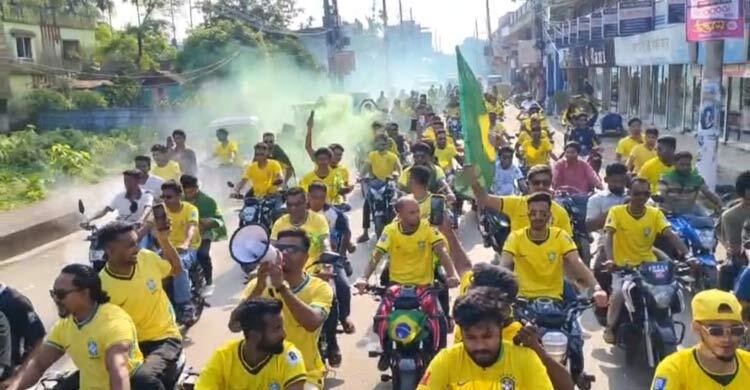 সুনামগঞ্জে ব্রাজিলের সমর্থনে মোটরসাইকেল শোভাযাত্রা