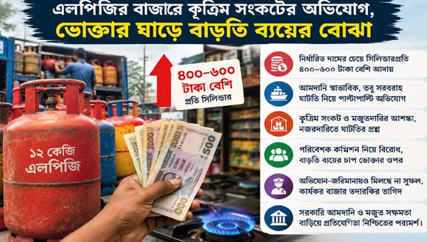 এলপিজির সংকট কাটছে না, নির্ধারিত দামের চেয়ে সিলিন্ডারপ্রতি বেশি ৬৬৩ টাকা
