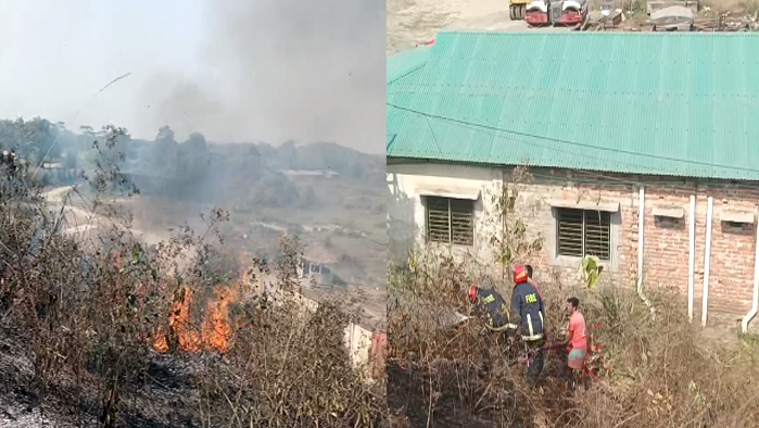 ওসমানী বিমানবন্দরের টিলায় আগুন