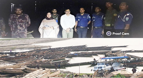ধলাই নদীতে টাস্কফোর্সের অভিযানে ১৩৬টি নৌকা আটক