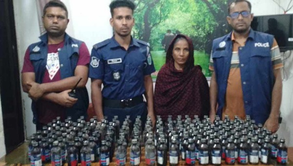 গোয়াইনঘাটে ১৫০ বোতল ফেনসিডিল উদ্ধার, নারী গ্রেফতার
