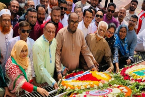 সিলেটে মহান স্বাধীনতা ও জাতীয় দিবস: শহীদ মিনারে ফুলেল শ্রদ্ধায় বীরদের স্মরণ