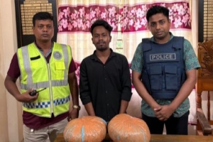 মাধবপুরে আট কেজি গাঁজাসহ যুবক আটক