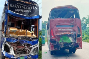 ওসমানীনগরে দাঁড়িয়ে থাকা বাসে পেছন থেকে আরেক বাসের ধাক্কা, নিহত ২