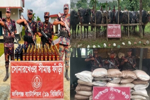 সিলেট সীমান্তে অর্ধকোটি টাকা মালামাল জব্দ
