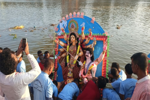 বিসর্জনে বিদায় দুর্গতিনাশিনীর, সুরমার ঘাটে বিষাদ আর আগামীর প্রার্থনা