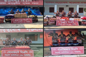 সীমান্তে ২৭ লাখ টাকার চোরাচালানি পণ্য জব্দ
