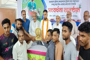 নিজ এলাকায় এসে সংবর্ধিত ফুটবলার সৈয়দ তানভীর