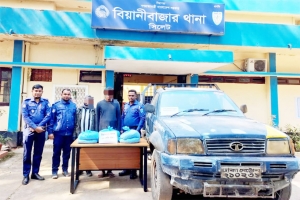 বিয়ানীবাজারে পিকআপে গাঁজা : গ্রেফতার ২