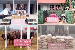 সিলেট সীমান্তে কোটি টাকার চোরাই পণ্য জব্দ